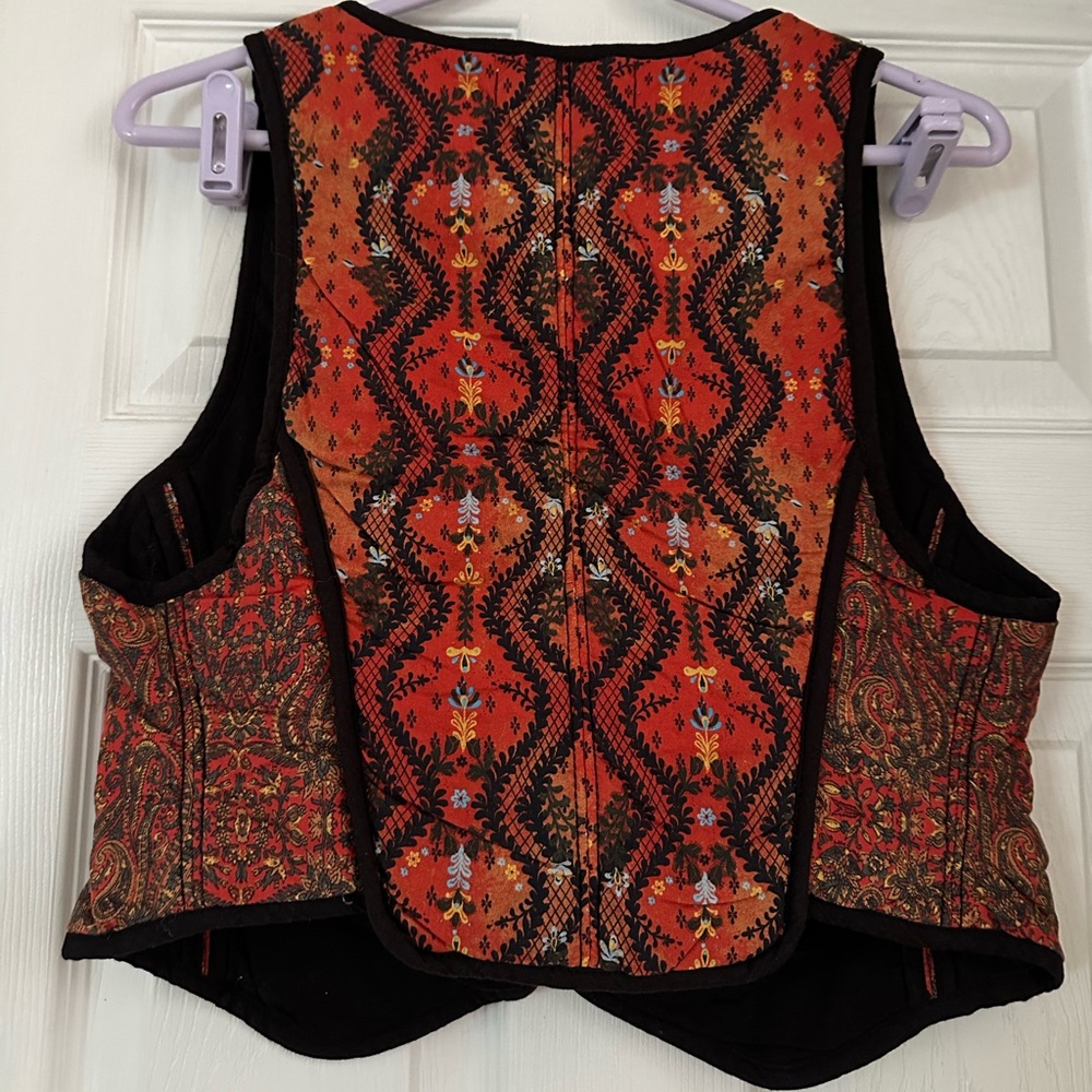 Free People Women Gemini Quilted Vest Top Floral Rust Combo Boho Festival XS S M - Picture 6 of 10